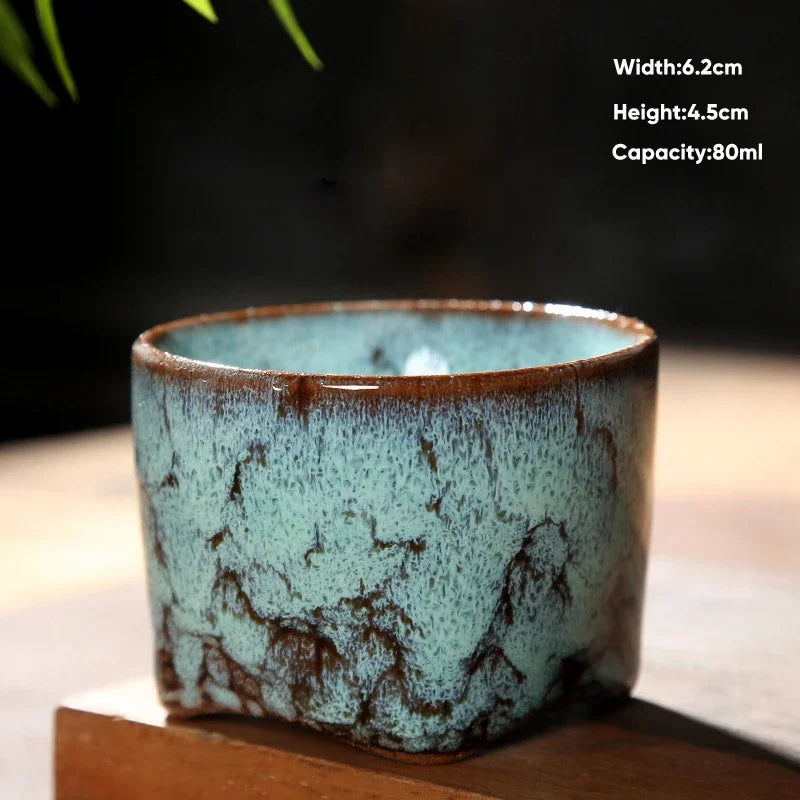 DecorBites™ Japanese Kiln Transformation Ceramic Tea Cup Espresso Coffee Mug Pottery Kung Fu Teacup