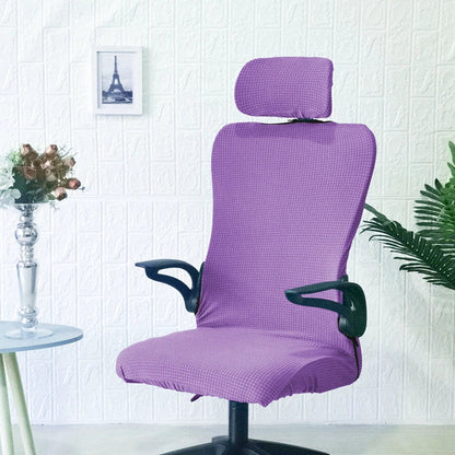 Decobites Waffle Grid Chair Cover | Solid Color Fleece Seat Case | Waterproof & Stretch_office Home Chair Protector