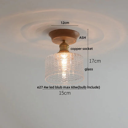 DecorBites™ Lotus Glass LED Ceiling Light with Copper Base - Modern Nordic Design