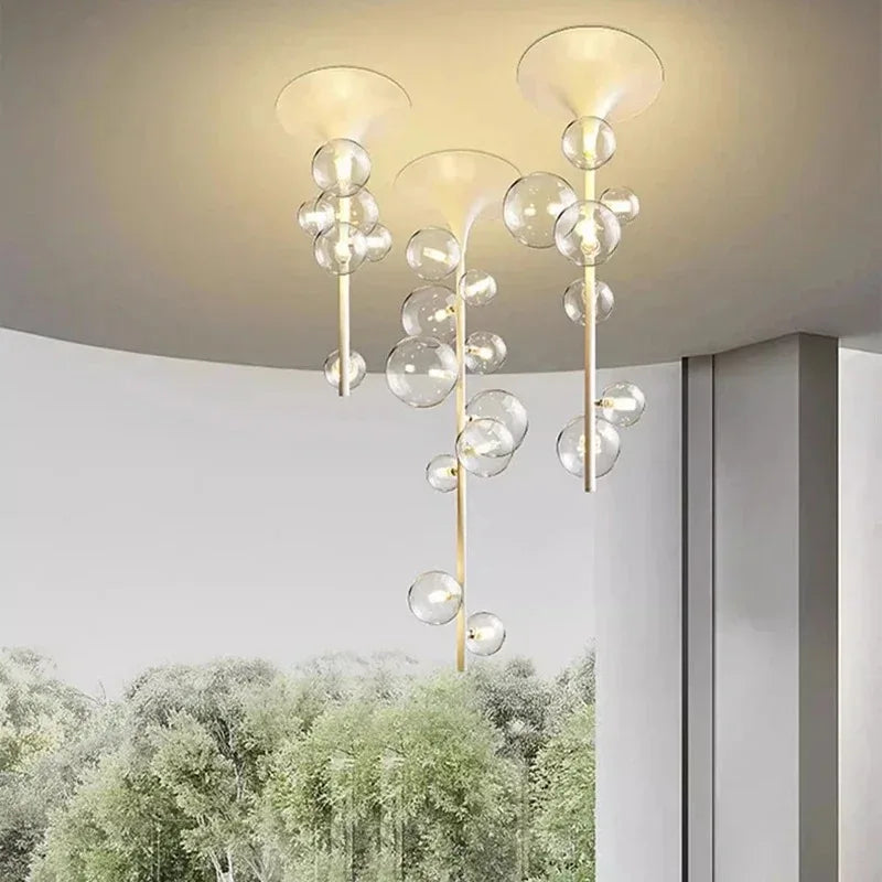 DecorBites™ LED Bubble Chandelier Clear Glass Ball Pendant Lamp for Dining Room & Bar
