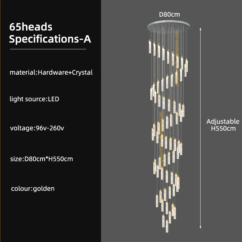 DecorBites™ Crystal Ceiling Chandelier: Modern Nordic Design, Long Staircase Pendant Lamp