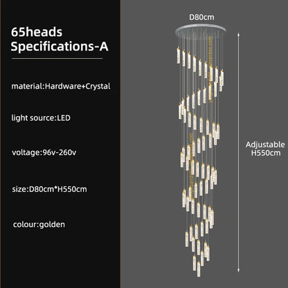 DecorBites™ Crystal Ceiling Chandelier: Modern Nordic Design, Long Staircase Pendant Lamp