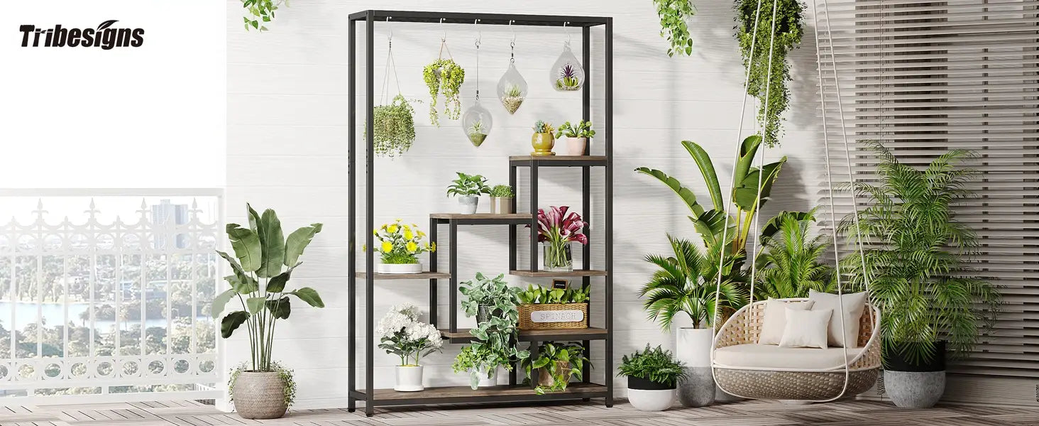 DecorBites™ Modern 5-Tier Tall Metal Plant Stand