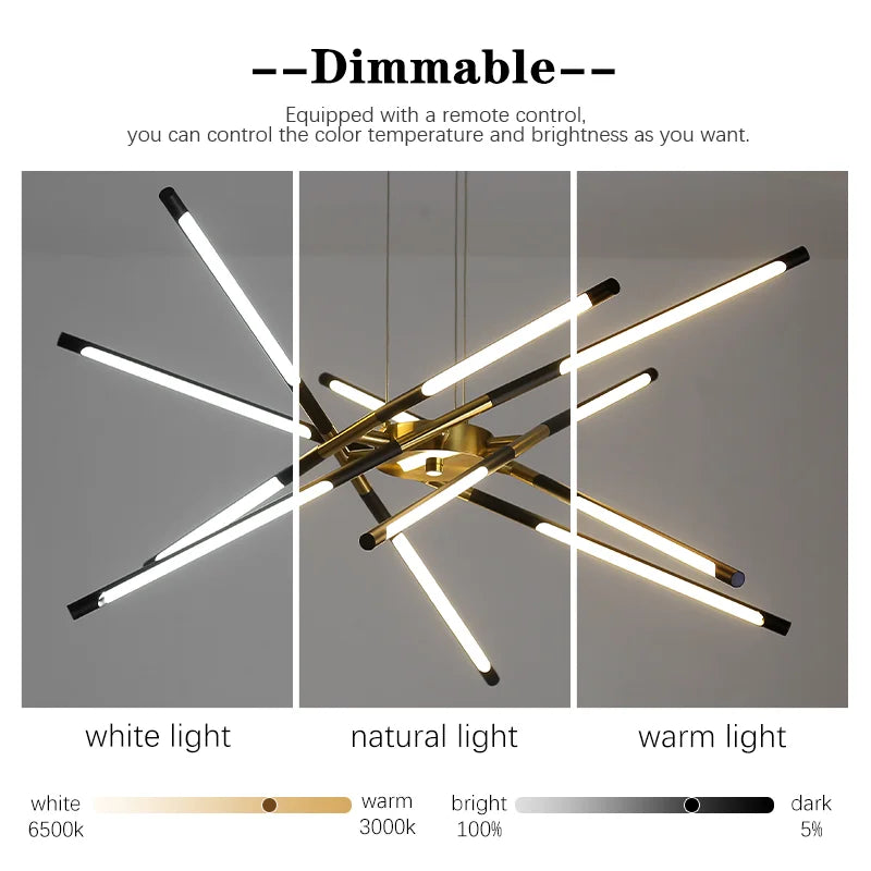Decorbites™ Gold LED Deckenleuchter für Wohnzimmer Schlafzimmer Küche - Dimmbare Pendelleuchte