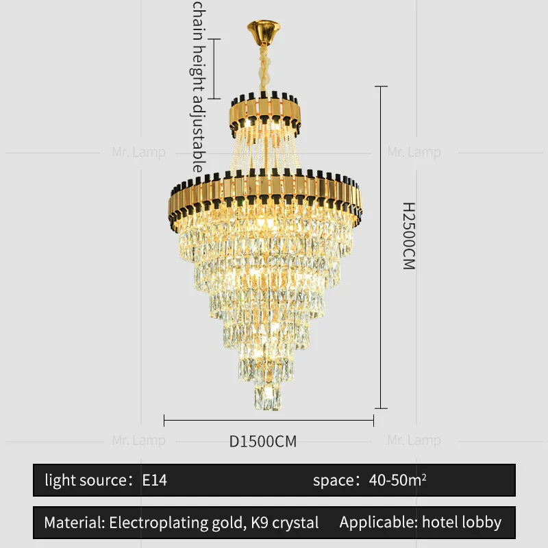 DecorBites™ Crystal Chandelier: Modern Luxury for Duplex Villa, Hotel, Club, and Banquet Hall