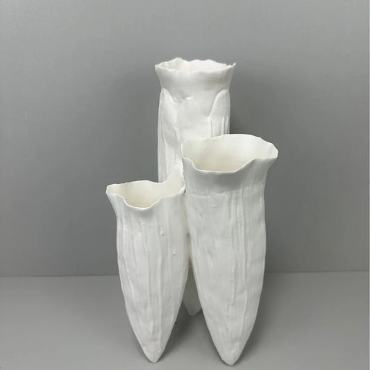 DecorBites™ Abstract Coral Reef Ceramic Vase Triangle Shape Handicraft Home Decor Vase