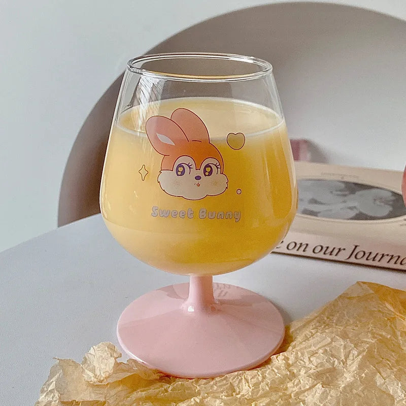 كأس زجاجي على شكل أرنب كاواي من ديكوربايتس™: كوب عصير لطيف للفتيات