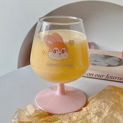كأس زجاجي على شكل أرنب كاواي من ديكوربايتس™: كوب عصير لطيف للفتيات