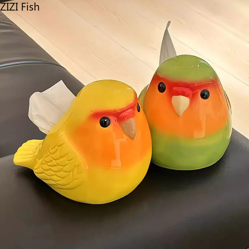 DecorBites™ Cartoon Parrot Ceramic Tissue Box: Creative Desk Decoration & Paper Towel Case
