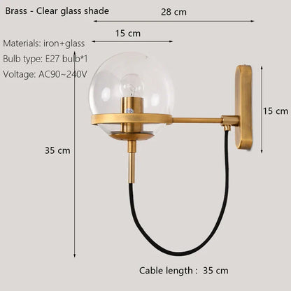 DecorBites™ Glass Shade Wall Sconce Lamps for Hotel Bedroom LED Lights