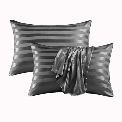 Decobites Luxury Satin Stripes Pillowcase | Soft Jacquard Pillow Cover for Queen & King Size