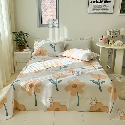 Decobites Tropical Plants Print Cotton Double Bed Sheet for Soft & Comfortable Sleep