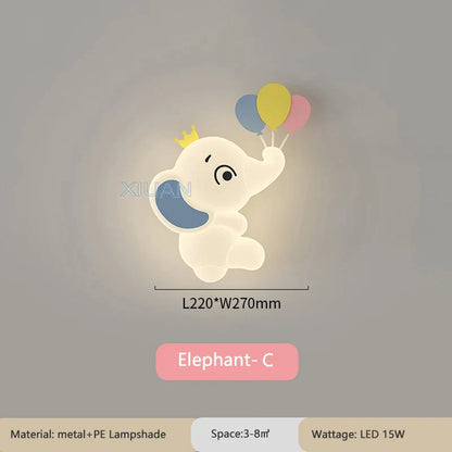 DecorBites™ Elephant Cartoon Wall Light PE Lampshade for Baby Room and School Hallway
