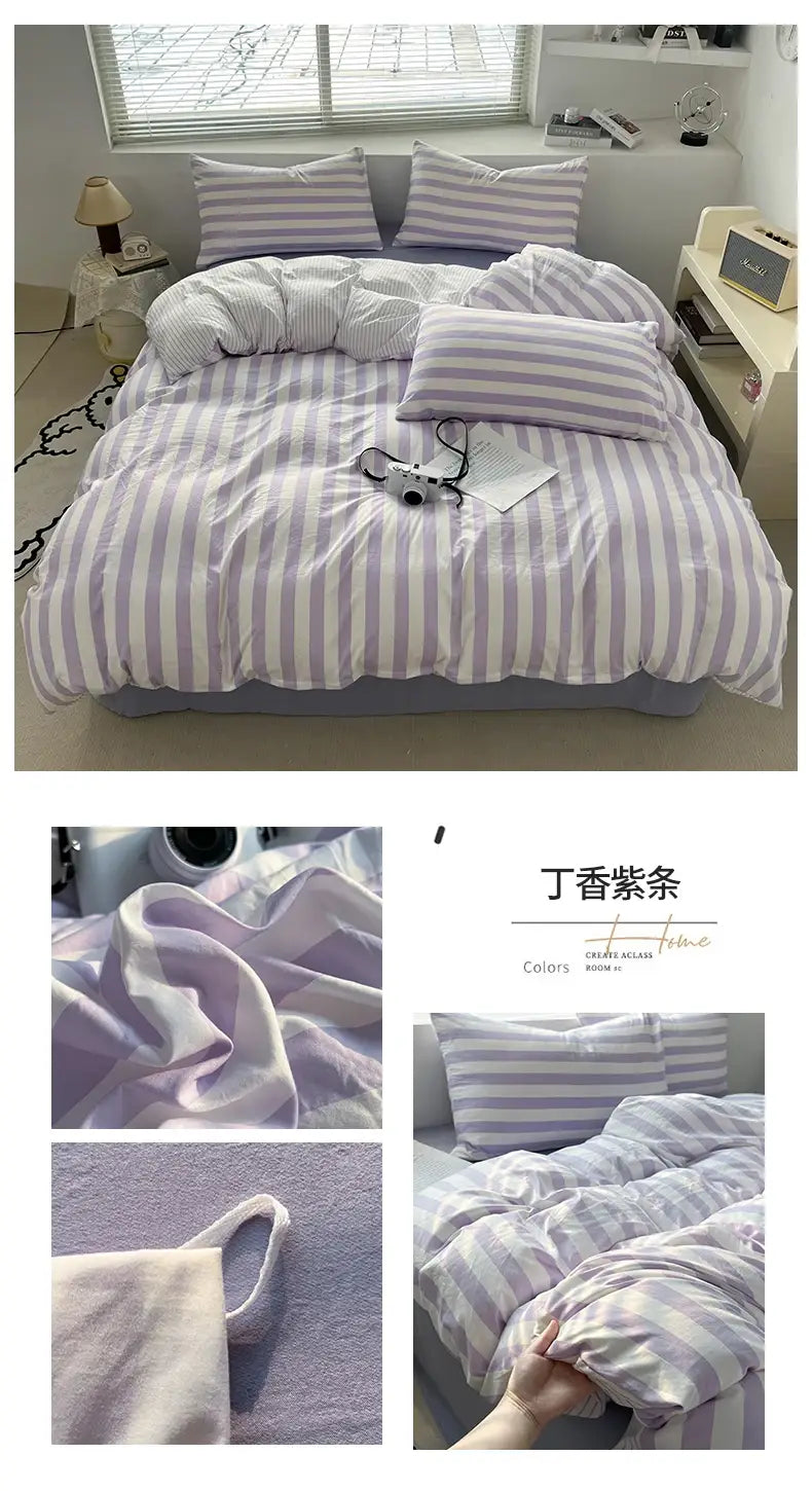 DecorBites™ Striped Quilt Set with Pillowcases and Sheet