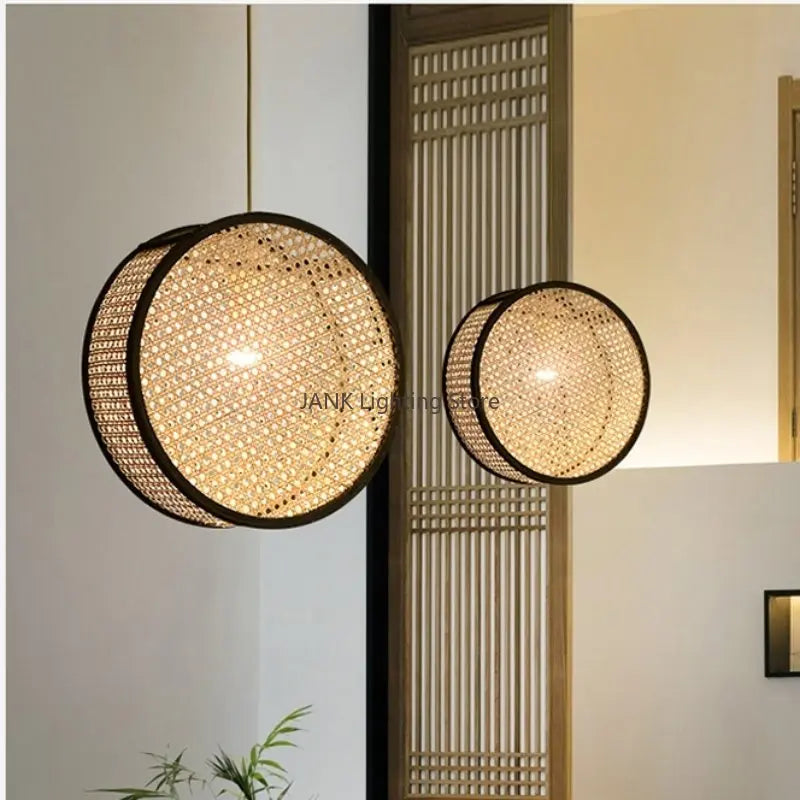 DecorBites™ Bamboo Core Rattan Chandelier LED Suspension Lamp for Home Decor Lighting