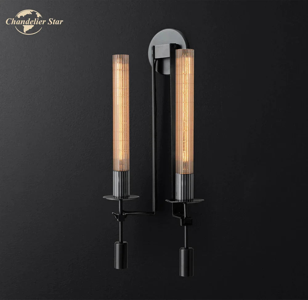 DecorBites™ Glass Double Sconce LED Wall Light Retro Fixture Lighting