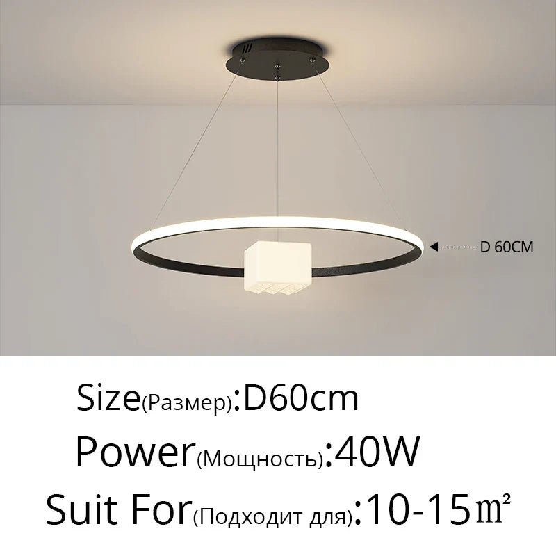 DecorBites™ LED Chandelier: Modern White Hanging Light for Living Room Kitchen, Indoor Decor Lamps