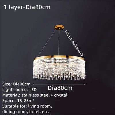 Lámpara colgante DecorBites™ Crystal Water Curtain: iluminación LED de lujo para el hogar, hoteles y más.