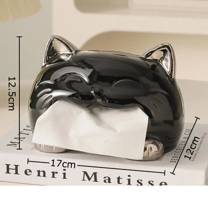 DecorBites™ Cartoon Puppy Tissue Box: Cute Animals Ceramic Desk Decoration & Paper Towel Case