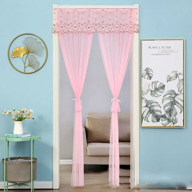 DecorBites™ Lace Embroider Summer Insect Net Door Curtain for Living Room and Bedroom