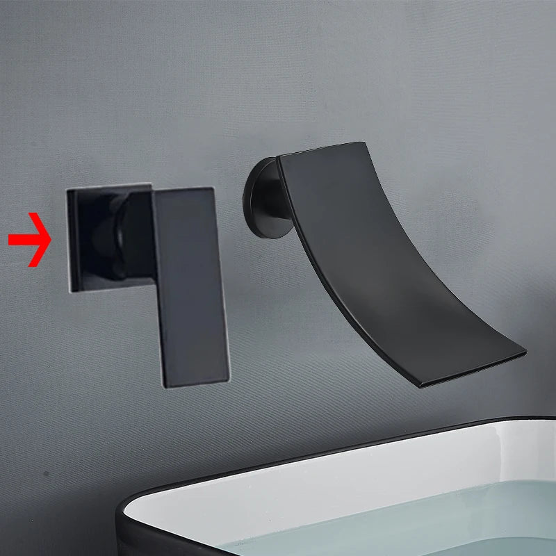 DecorBites™ Gold Waterfall Wall Mount Faucet for Bathroom Basin Mixer Tap