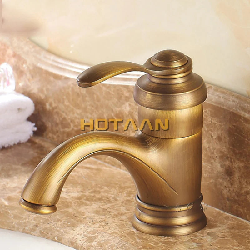 Hot selling . 6" Antique Brass Basin Faucets Crane Sink Basin Water Mixer Tap torneira YT-5065