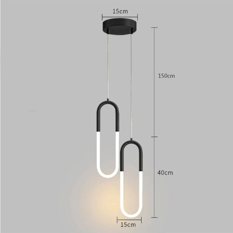Lámpara colgante LED Gold Black de Decorbites™: Cabezal único/doble, lámpara colgante de línea larga