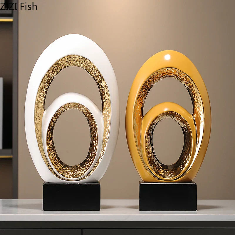 Escultura de Arte Abstracta Decorbites™ Gold Ornamentos de Escritorio Estética Minimalista Decoración