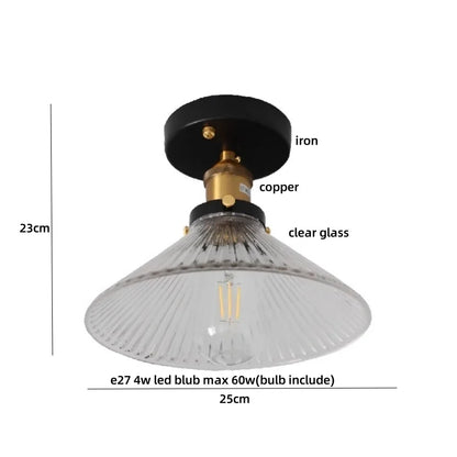 DecorBites™ Clear Glass LED Ceiling Light Fixture Modern Nordic Copper Knob Switch Lamp