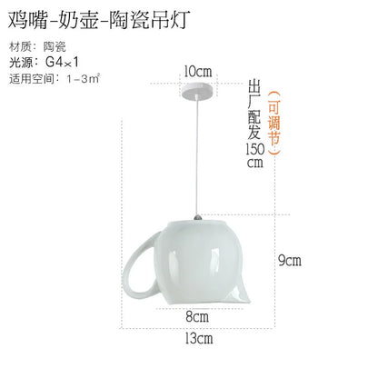DecorBites™ Ceramic LED Pendant Lights Tea Cup Teapot Hanging Lamp for Kitchen Dining Room