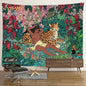 Decobites Psychedelic Tiger Tapestry Wall Hanging - Mysterious Flower Jungle Moon Landscape