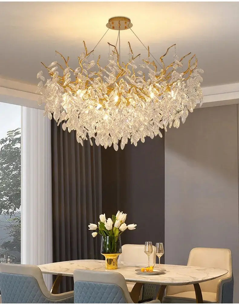 DecorBites™ Gold Crystal LED Chandeliers for Home Lighting