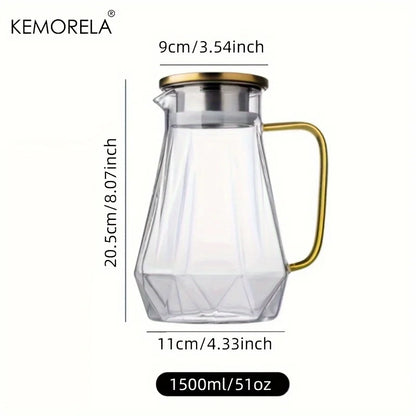 DecorBites™ Diamond Texture Glass Teapot Set - Elegant Hot and Cold Water Kettle for Home