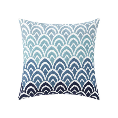 DecorBites™ Coastal Chic Blue Geometric Cushion Cover 45x45cm Soft Cotton Breathable Zipper