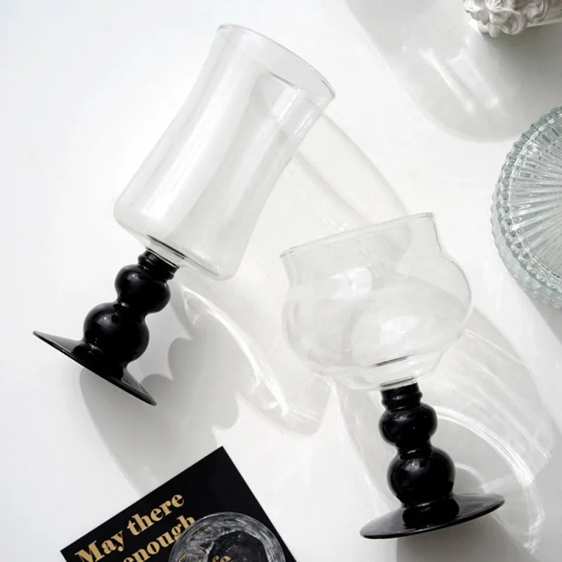 DecorBites™ Glass Beaded Stem Coffee Mug 13oz - Nordic Style Cocktail Cup Ice Cream Yogurt