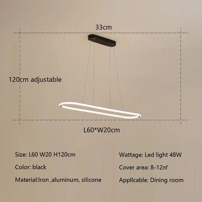 DecorBites™ Gold Oval LED Chandelier Dimmable Dining Room Pendant Light Fixture