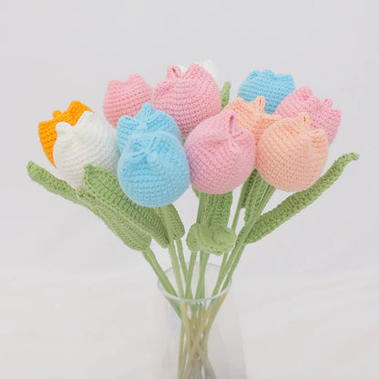 DecorBites™ Handmade Knitted Crochet Tulips for Home Decor - Set of 1
