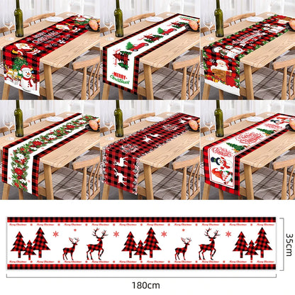 Christmas Table Runner Merry Christmas Decoration for Home Tablecloth Cover Xmas Ornament Navidad Noel Gifts New Year Party 2023