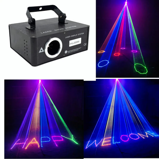 Luces láser 3D para DJ DecorBites™ RGB con escáner DMX de haz colorido para fiestas navideñas y discotecas