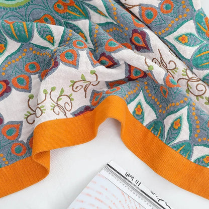 DecorBites™ Boho Mandala Cotton Summer Blanket - Double-Sided Soft Throw for Beds, Sofas