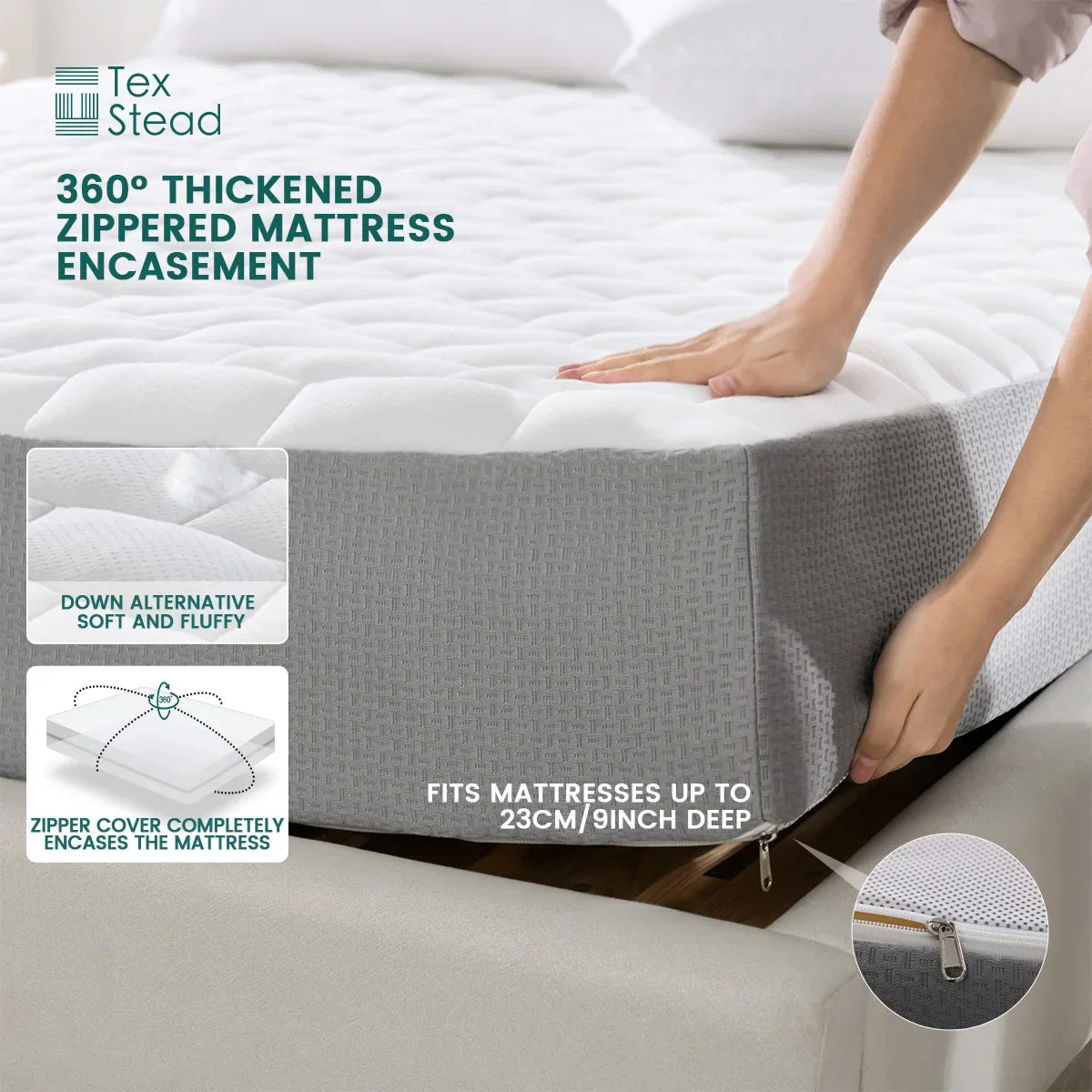 Decobites Waterproof Zippered Mattress Protector Encasement for Heavy Duty Protection