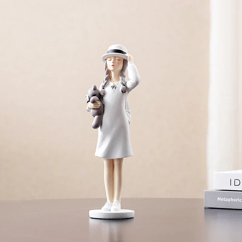 Decorbites™ Kawaii-Mädchen-Figurine-Skulptur für Raumdekoration und Schreibtischaccessoires