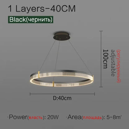 DecorBites™ Circle Chandelier Acrylic Shade, High-End Designer Hanging Lighting for Home and Restaurant