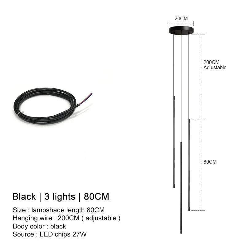 DecorBites™ Black LED Chandelier Pendant Lights for Dining Room and Bedroom