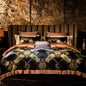 Decobites Luxury Black Gold Brocade Jacquard Cotton Bedding Set