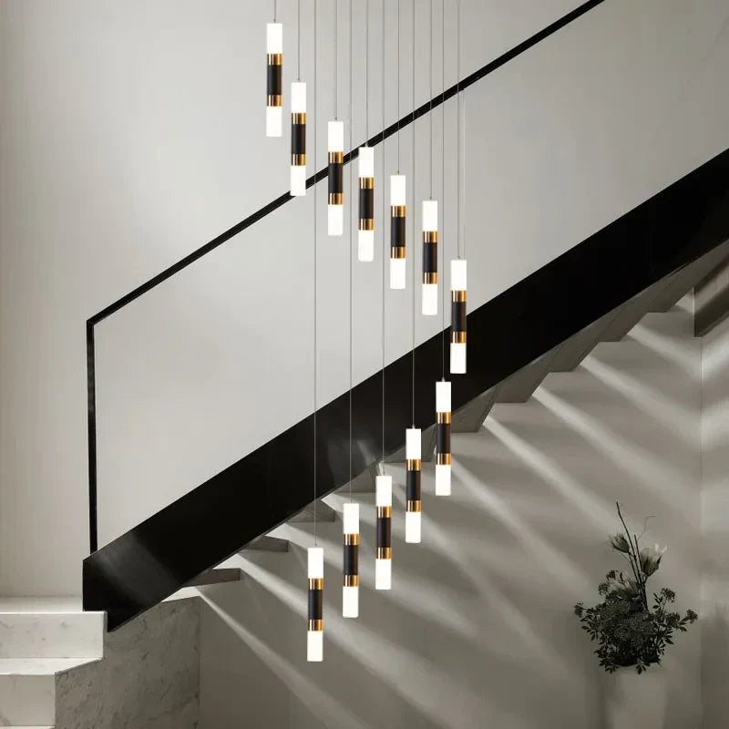 DecorBites™ Crystal LED Chandelier: Luxury Stair Lighting Fixture for Staircase, Minimalist Indoor Hangings
