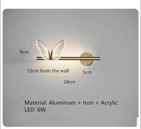 Decorbites™ Lámpara de Araña de Techo Redonda LED Mariposa Dorada para Sala de Estar y Dormitorio