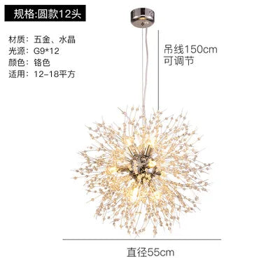 Lámparas colgantes DecorBites™ con forma de diente de león de cristal para una decoración elegante del hogar