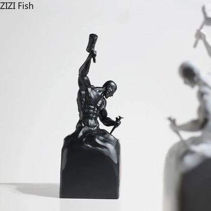 ديكوربايتس™ تمثال شخصية فنية تجريدية من الراتنج لتزيين المكتب