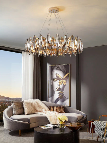 DecorBites™ Crystal Chandelier: Elegant Ceiling Hanging Light for Living Room & Dining Table
